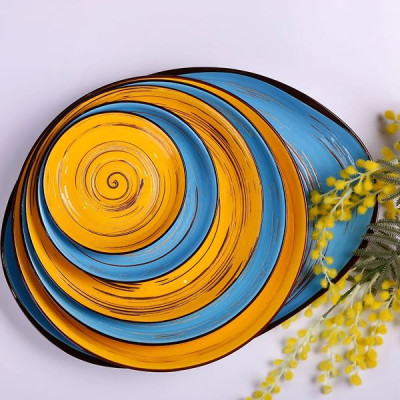 Тарелка с бортом Wilmax Spiral Blue 23 см WL-669619 / A Тарелка с бортом Wilmax Spiral Blue 23 см WL-669619 / A