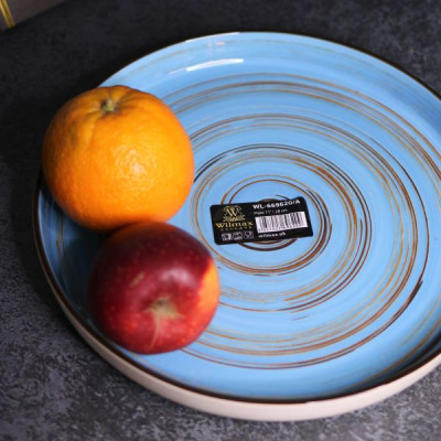 Тарелка с бортом Wilmax Spiral Blue 28 см WL-669620 Тарелка с бортом Wilmax Spiral Blue 28 см WL-669620
