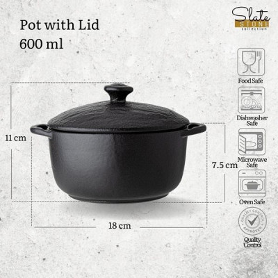 Горшок для запекания Wilmax Slatestone Black 18x11 см 600 мл WL-661140/A