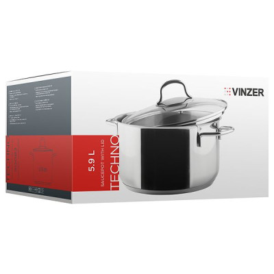 Кастрюля с крышкой Vinzer Techno 24 см 5,9 л VZ 50083