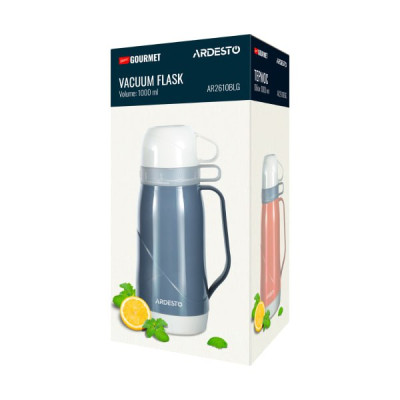 Термос со стеклянной колбой Ardesto Gemini Gourmet 1000 мл синий AR2610BLG