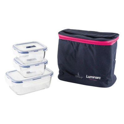Набор емкостей для еды Luminarc Pure Box Active (2x380мл квадр. + 820мл прям.) 3 пр + сумка P8002 Набор емкостей для еды Luminarc Pure Box Active (2x380мл квадр. + 820мл прям.) 3 пр + сумка P8002