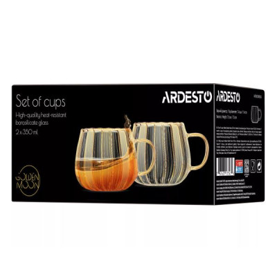 Набор 2х чашек 350 мл Ardesto Golden Moon AR2635BGG Набор 2х чашек 350 мл Ardesto Golden Moon AR2635BGG