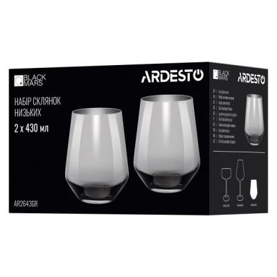 Набор стаканов низких Ardesto Black Mars Avior 430 мл 2 пр серый AR2643GR Набор стаканов низких Ardesto Black Mars Avior 430 мл 2 пр серый AR2643GR