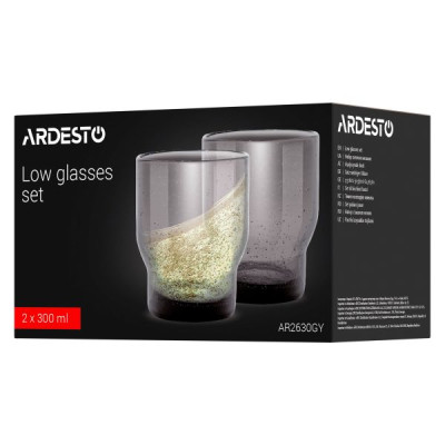Набор стаканов низких Ardesto Bubble 300 мл 2 пр серый AR2630GY Набор стаканов низких Ardesto Bubble 300 мл 2 пр серый AR2630GY