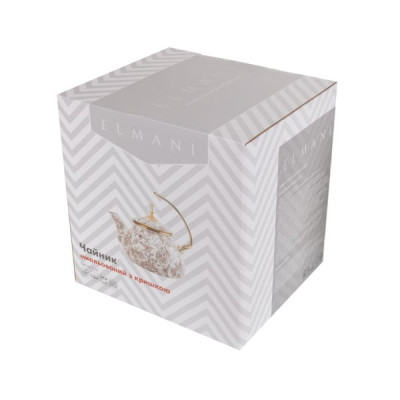 Чайник эмалированный Elmani Peony 2,2 л с рисунком пионы 763-046
