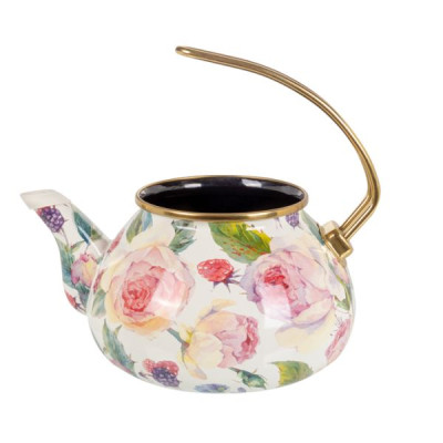 Чайник эмалированный Elmani Peony 2,2 л с рисунком пионы 763-046