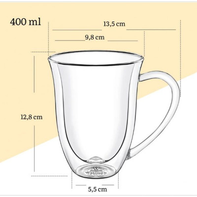 Кружка тюльпан с двойными стенками 400 мл Wilmax Thermo WL-888727 / A