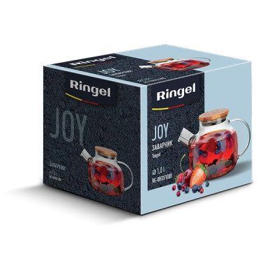 Чайник стеклянный с бамбуковой крышкой Ringel Joy 1000 мл (арт.RG-0002/1000)