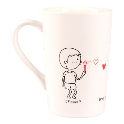 Кружка Led Love Is D 360 мл с бамбуковой крышкой и ложкой, фарфор (арт. B060498)