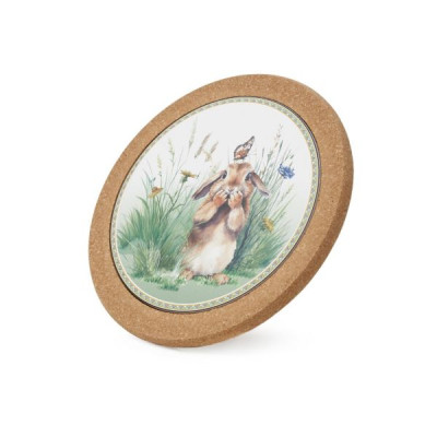 Подставка под горячее d 20 см Fissman Rabbits, доломит, пробковое дерево (арт. 0162)