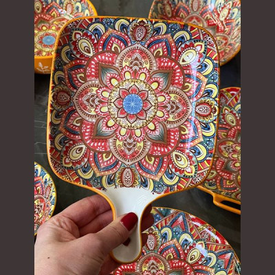 Салатник квадратный с ручкой Olens Мальована 16x16 см, керамика, желтый (арт. 8030-477) Салатник квадратный с ручкой Olens Мальована 16x16 см, керамика, желтый (арт. 8030-477)