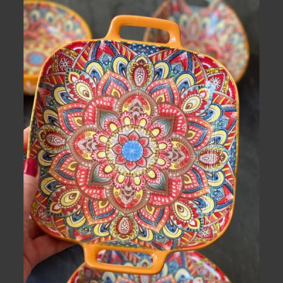 Салатник квадратный с двумя ручками Olens Мальована 18,5x18,5 см, керамика, желтый (арт. 8030-475) Салатник квадратный с двумя ручками Olens Мальована 18,5x18,5 см, керамика, желтый (арт. 8030-475)