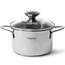 Кастрюля со стеклянной крышкой Fissman Bambino 12х7,5 см 0,8 л нерж. сталь 5272 F