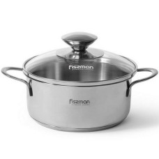 Кастрюля со стеклянной крышкой Fissman Bambino 14х6 см 0,9 л нерж. сталь 5273 F