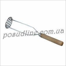 Картофелемялка металическая с деревянной ручкой 28 см 101-013