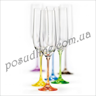 Набор бокалов для шампанского Bohemia Rainbow 190 мл 6 пр b40729-D4641