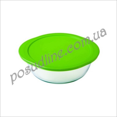 Лоток круглый c крышкой Pyrex 26 см 2,3 л стекл. 208P000