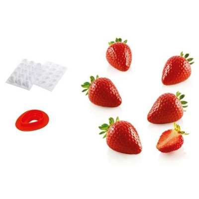 Форма силиконовая для десерта Silikomart Fragola 48x37 мм h=33 мм 30 мл 15 яч.+ каттер FRAGOLA 30