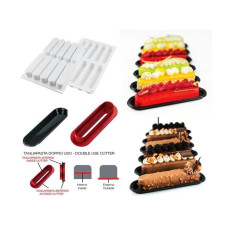 Форма силиконовая для эклеров Silikomart Fashion Eclair 80 130x25x25 мм (каттер+10 подст.)