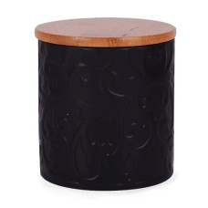 Банка с бамбуковой крышкой 10x10x11 см черная 940-224