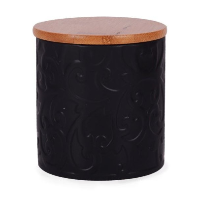 Банка с бамбуковой крышкой 10x10x11 см черная 940-224