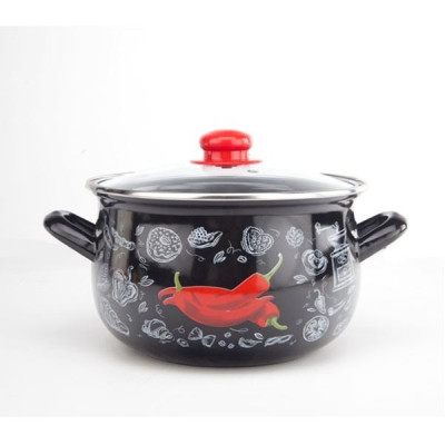 Кастрюля Gusto эмаль 18 см 3,1 л Перчик GT-T-118-P
