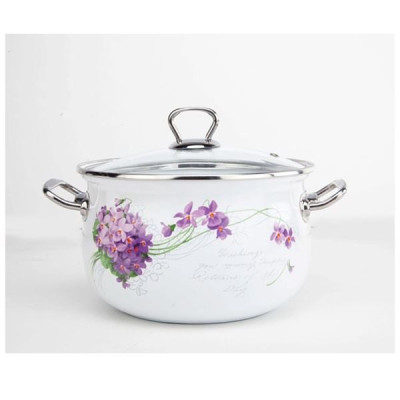 Кастрюля Gusto Premium эмаль 18 см 3,1 л Сиреневая мелодия GT-T-218-L