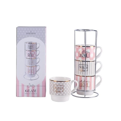 Набор чашек Limited Edition Glam 4x345 мл мет.подст. B248-T2005