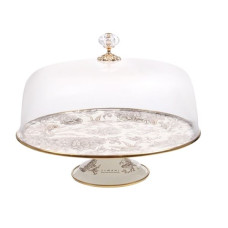 Тортовница на ножке эмаль Elmani Bird 30 см с крышкой 763-043