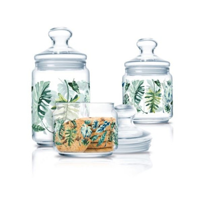 Набор банок Luminarc Tropical Foliage (0,5л,0,75л,1л) 3 пр P4834