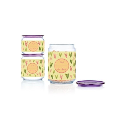 Набор банок Luminarc Plano Colorful Hearts (0,5л,0,75л,1л) 3 пр P9214