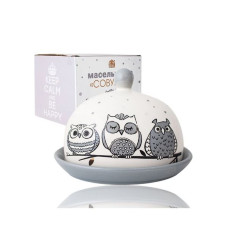 Масленка круглая Совушки 16х13х11,5 см 3340-18
