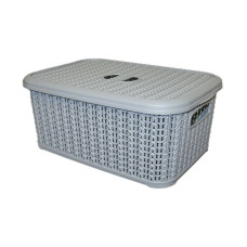 Корзинка прямоугольная с крышкой UCS Knit 6,0 л серый металлик 66000.2