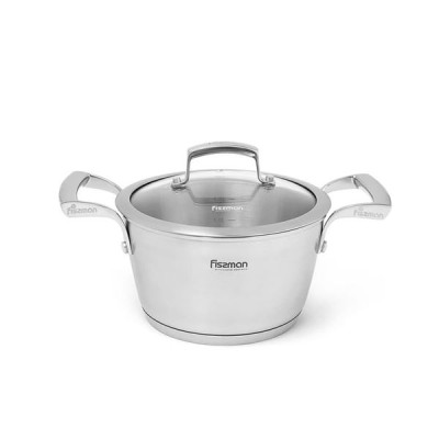 Кастрюля Fissman Millenium 18х10 см 2,1 л стекл. крышка, нерж.сталь 5362 F