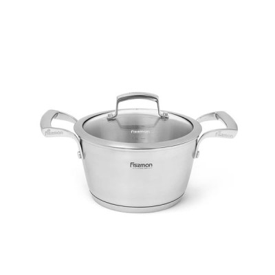 Кастрюля Fissman Millenium 16х9 см 1,5 л стекл. крышка, нерж.сталь 5361 F