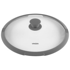 Крышка стеклянная c силиконовым ободком Vinzer 28 см серый VZ 50252