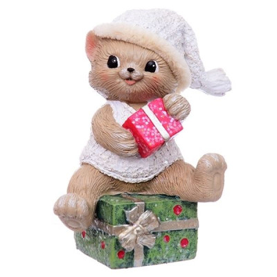 Фигурка декоративная Котик с подарками 10 см 191-009