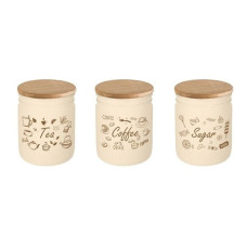 Банка Herevin Matte Beige MIX 0,45 л деревянная крышка 232101-021