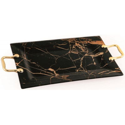 Прямоугольное блюдо с ручками 35х22,5 см VIVA Marble Black S3235-Z306