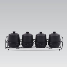 Набор емкостей для специй Maestro 5 пр (4x200 мл + подставка) Black MR-20001-04CS