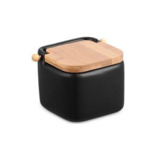 Сахарница Ardesto Midori 840 мл 12x12x11 см керамика, бамбук, черная AR0907B