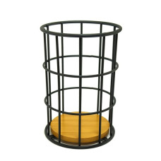 Подставка для столовых приборов Ardesto Midori 11x11x17 см метал, бамбук, черная AR0905B