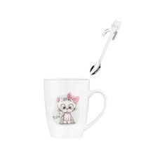 Кружка с ложкой Ardesto Cute 320 мл белый AR3040BS