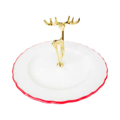 Круглое блюдо d 22 см LED NY Deer, керамика (арт. A050017)