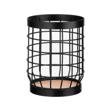 Подставка для столовых приборов Ardesto Midori 12x12x15,5 см металл, дерево, черная AR0925B
