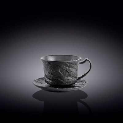 Чашка з блюдцем 110 мл Wilmax Slatestone Black 110 мл WL-661150 / AB