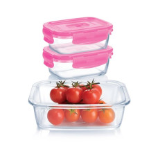 Набор емкостей для еды Luminarc Pure Box Active Pink (2x380мл+820мл прям.) 3 пр+сумка P4498