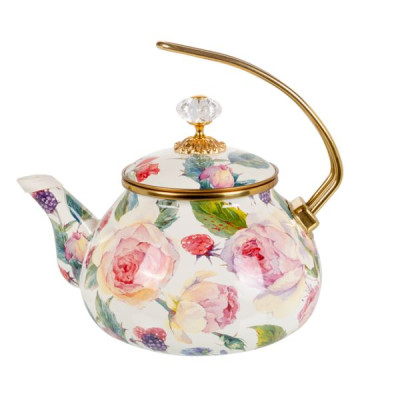 Чайник эмалированный Elmani Peony 2,2 л с рисунком пионы 763-046