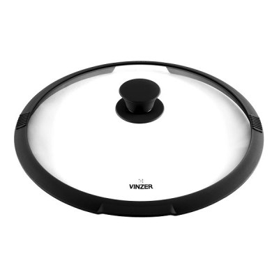 Крышка c силиконовым ободом Vinzer 24 см, жаростойкое стекло, черный (арт. 50246)